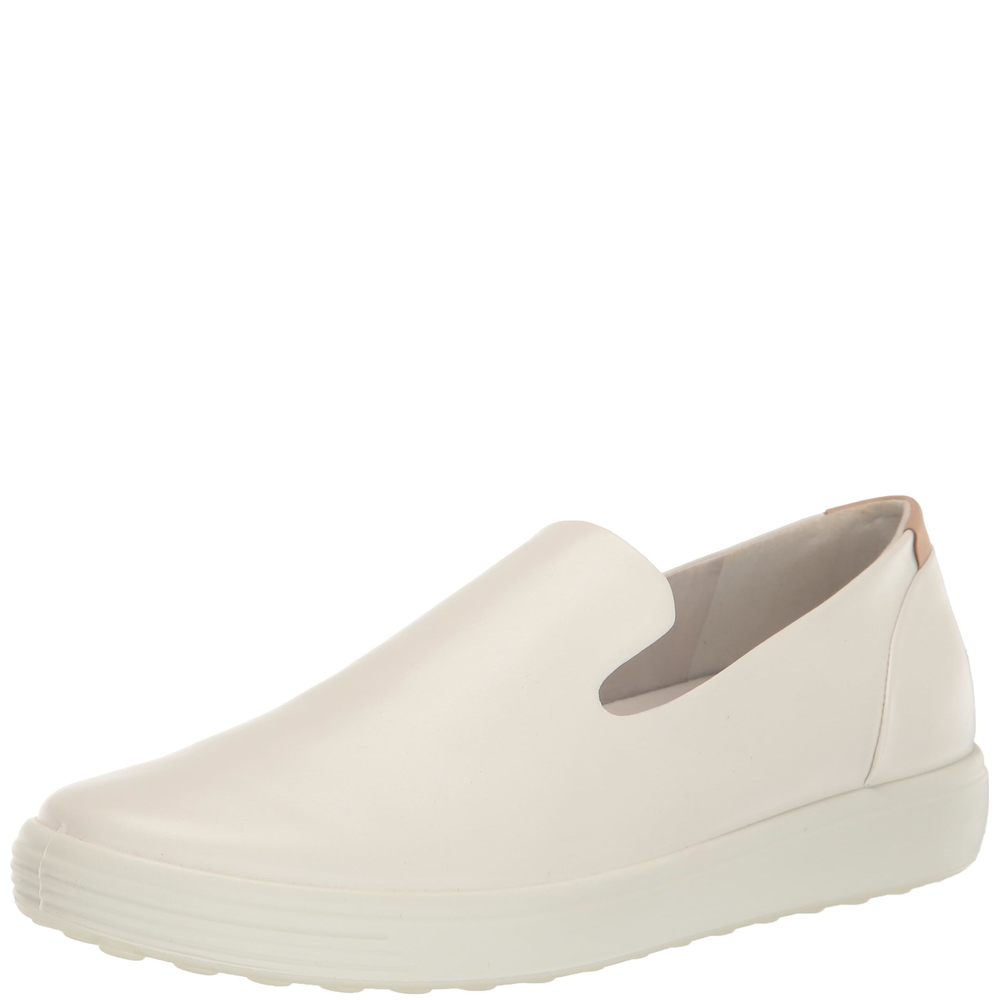ECCO WOMEN'S SOFT 7 SLIP ON SNEAKER, WHITE/POWDER, 7-7. 5